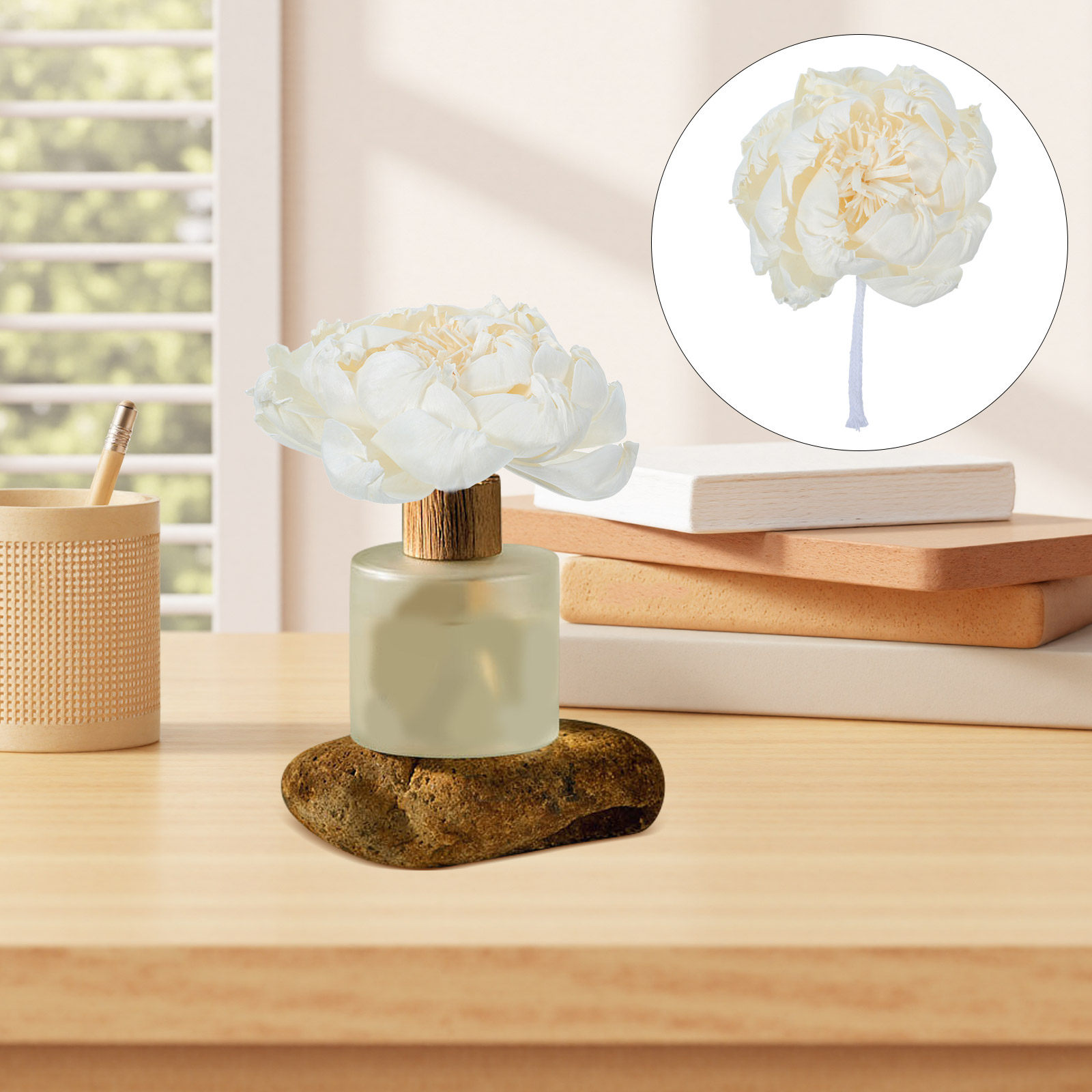 Home Decor Essentials - 모란꽃 향 디퓨저 12cm 인조 모란꽃