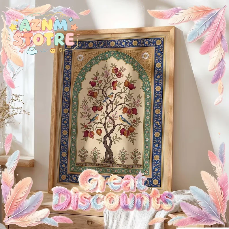 Home Decor Essentials - 레트로 이슬람 페르시아 석류 나무 벽