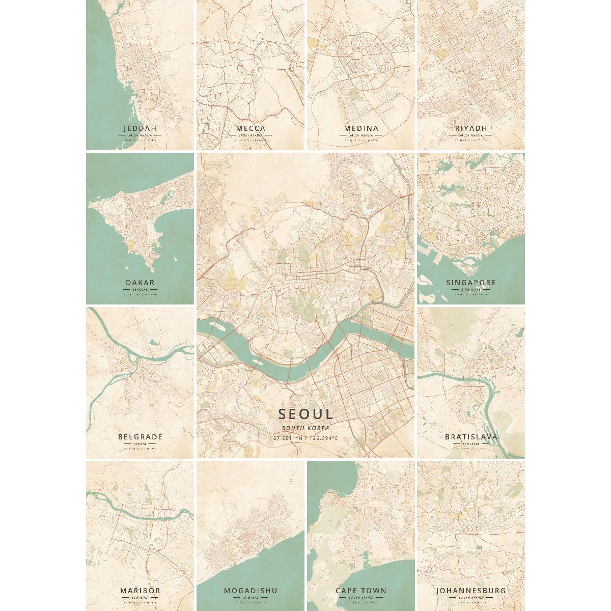 Home Decor Jeddah - 제다 사우디아라비아 도시 지도 포스터 프린트,