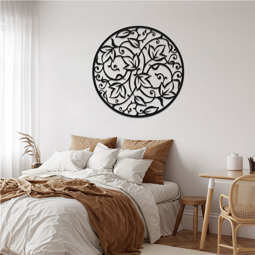 Home Decor Yoga - 우아한 검은 금속 만다라 벽 예술,