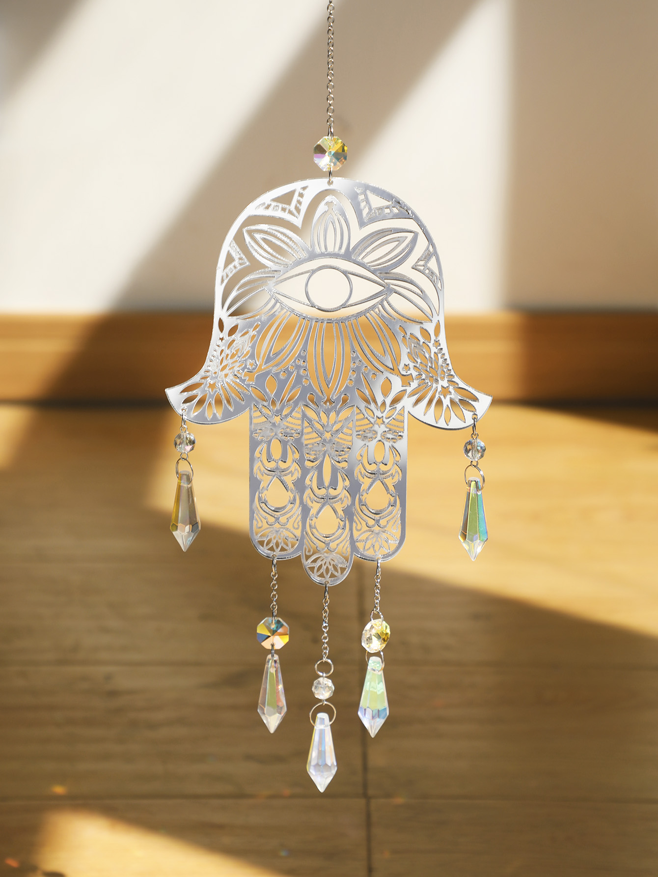 사악한 눈 걸이식 정원 선캐처, Hamsa 손 천사 날 - Crystal Sun Catcher 리뷰 및 가격