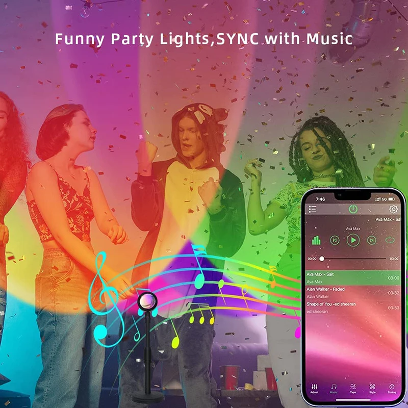 스마트 LED 선셋 램프, 다채로운 변화, 블루투스 앱 - Home Decor App Free 리뷰 및 가격