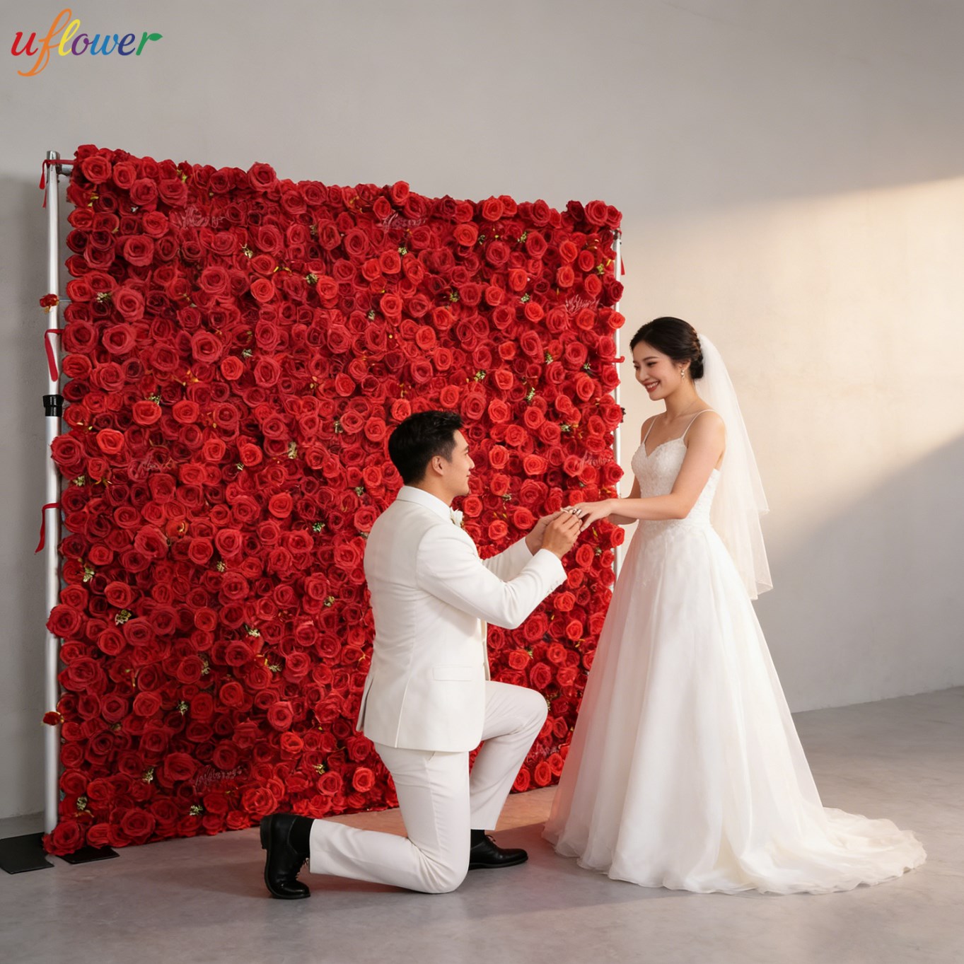 Uflower 레드 로즈 인조 꽃벽 버건디 패브릭 롤업 - Home Decor Event 리뷰 및 가격