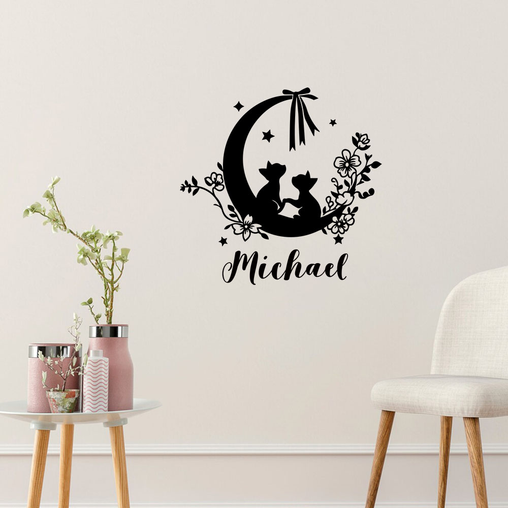 1PC 다채로운 고양이 꽃 달 사용자 정의 텍스트 벽  - Home Decor Cat 리뷰 및 가격