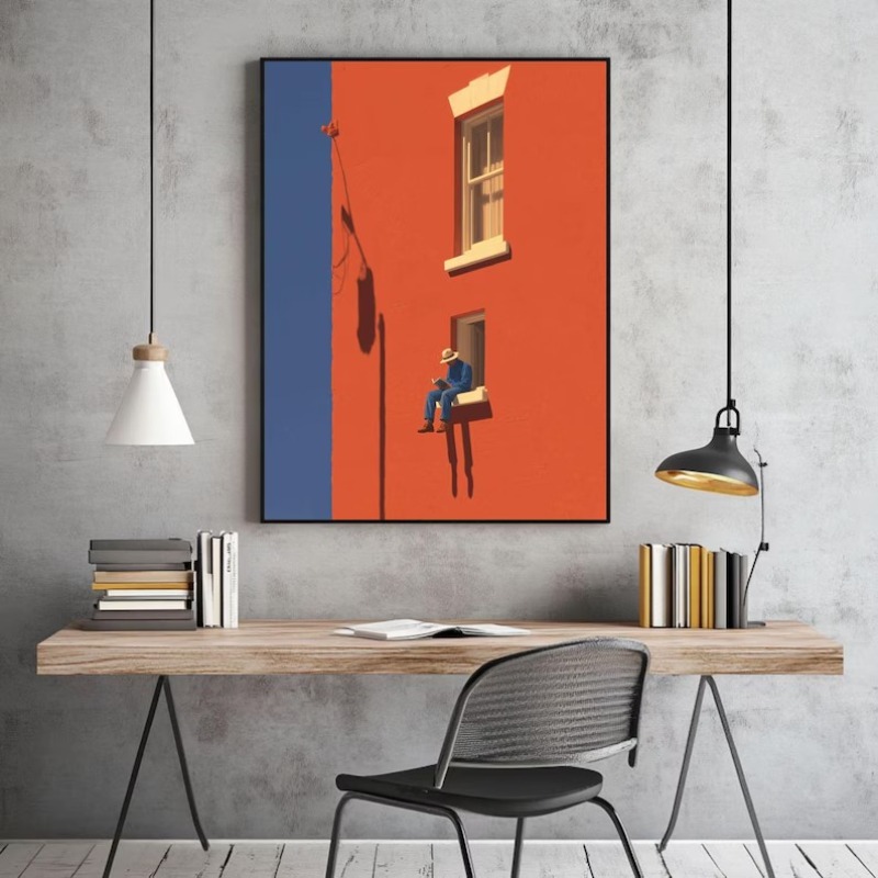 빈티지 미니멀리스트 추상 따뜻한 햇살 그림 독서하는 사 - Home Decor Zen 리뷰 및 가격