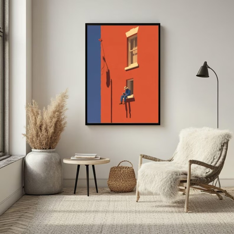 빈티지 미니멀리스트 추상 따뜻한 햇살 그림 독서하는 사 - Home Decor Zen 리뷰 및 가격