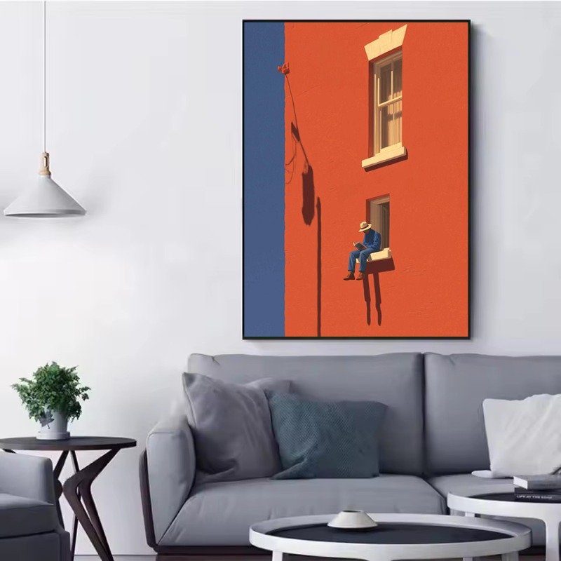 빈티지 미니멀리스트 추상 따뜻한 햇살 그림 독서하는 사 - Home Decor Zen 리뷰 및 가격