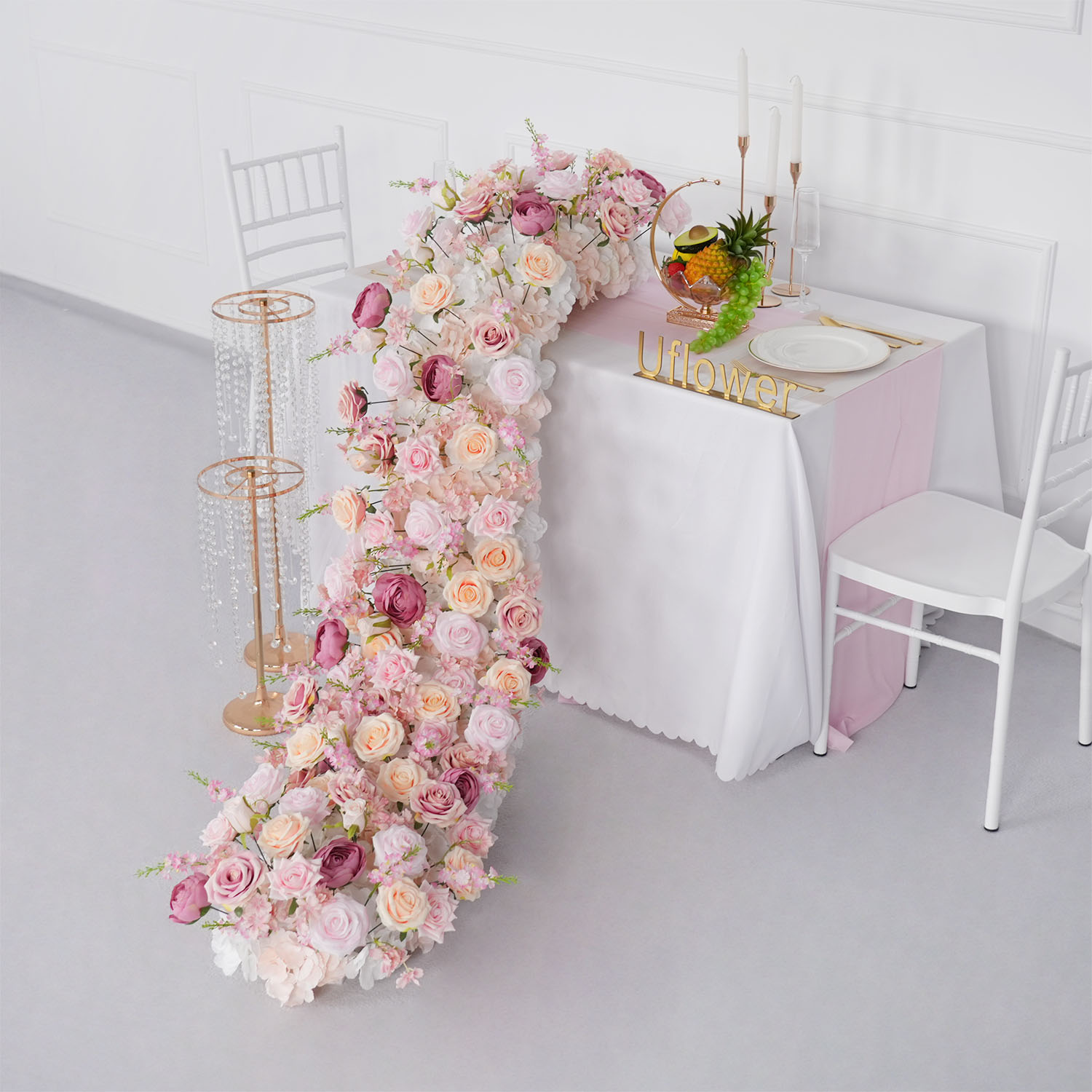 Uflower 고급 인조 꽃 줄 생일 파티 센터피스 웨 - Home Decor Event 리뷰 및 가격