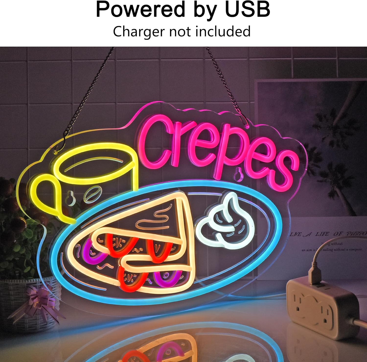 크레페 네온사인 USB 전원 LED 디밍 가능 LED  - Home Decor Nearby 리뷰 및 가격