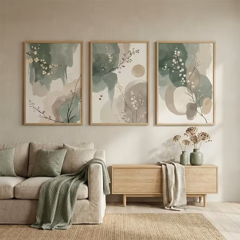 식물 젠 벽 예술 추상 수채화 잎 포스터 세이지 그린  - Home Decor Zen 리뷰 및 가격