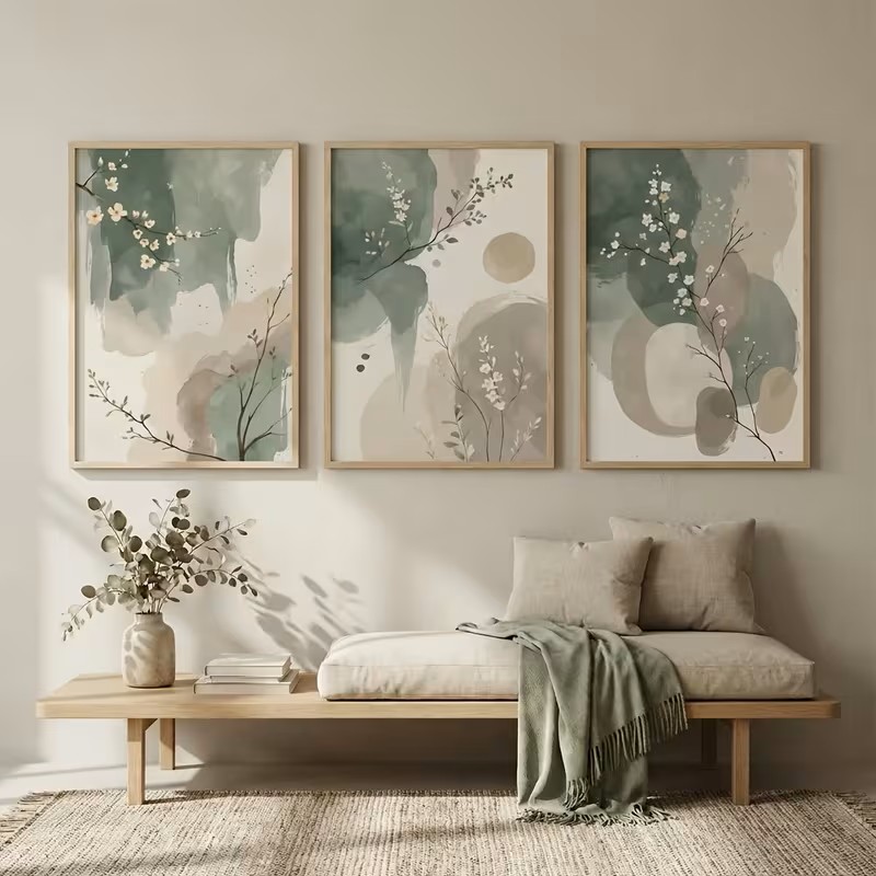 식물 젠 벽 예술 추상 수채화 잎 포스터 세이지 그린  - Home Decor Zen 리뷰 및 가격
