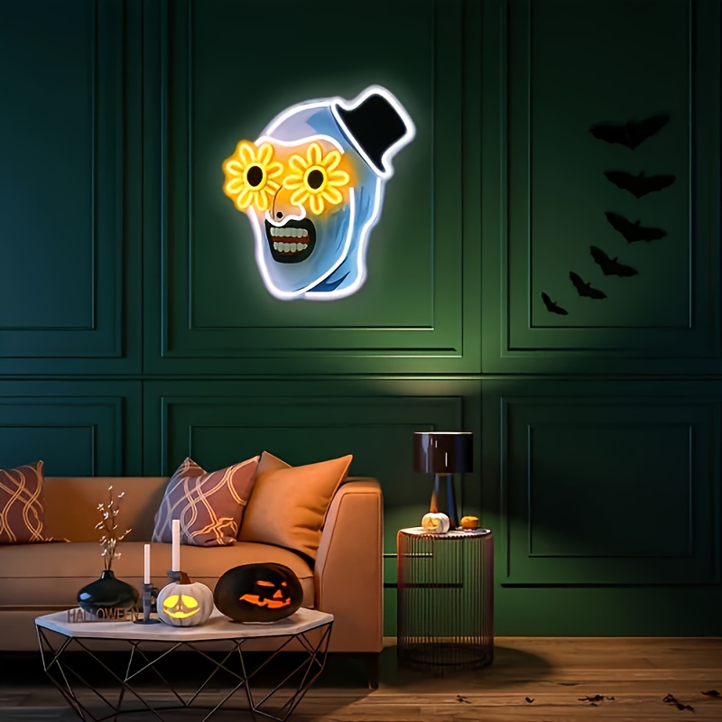 광대 유령 머리 네온사인 휴일 장식 USB 디밍 가능  - Home Decor Nearby 리뷰 및 가격