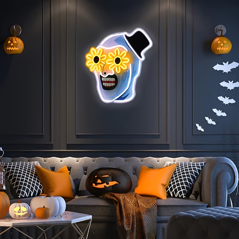 광대 유령 머리 네온사인 휴일 장식 USB 디밍 가능  - Home Decor Nearby 리뷰 및 가격