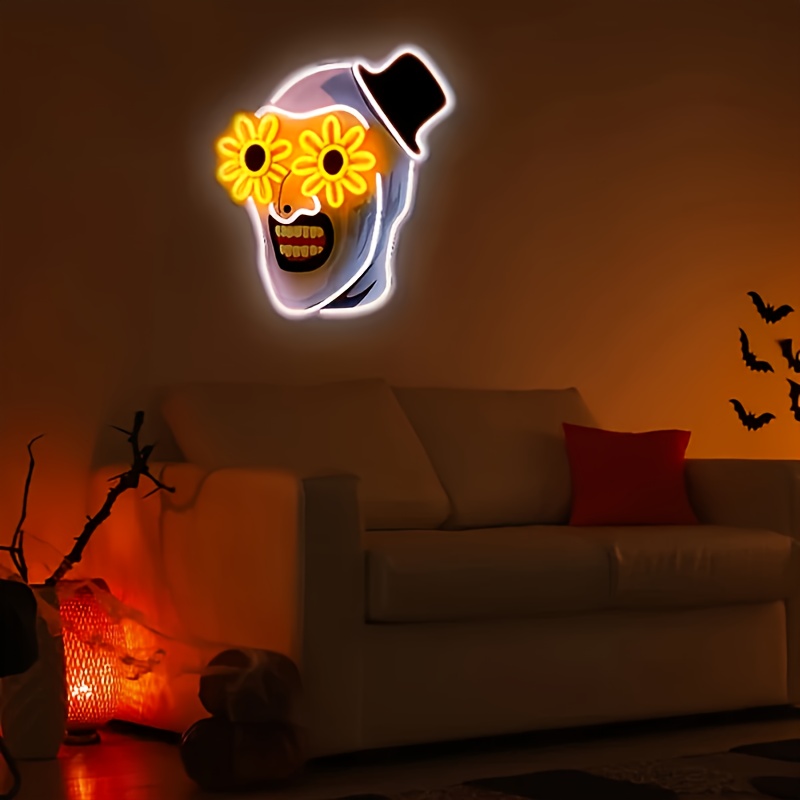 광대 유령 머리 네온사인 휴일 장식 USB 디밍 가능  - Home Decor Nearby 리뷰 및 가격