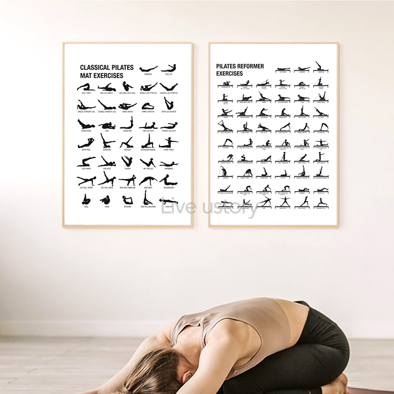 프레임리스 필라테스 운동 차트 포스터 캔버스 프린트,  - Home Decor Yoga 리뷰 및 가격