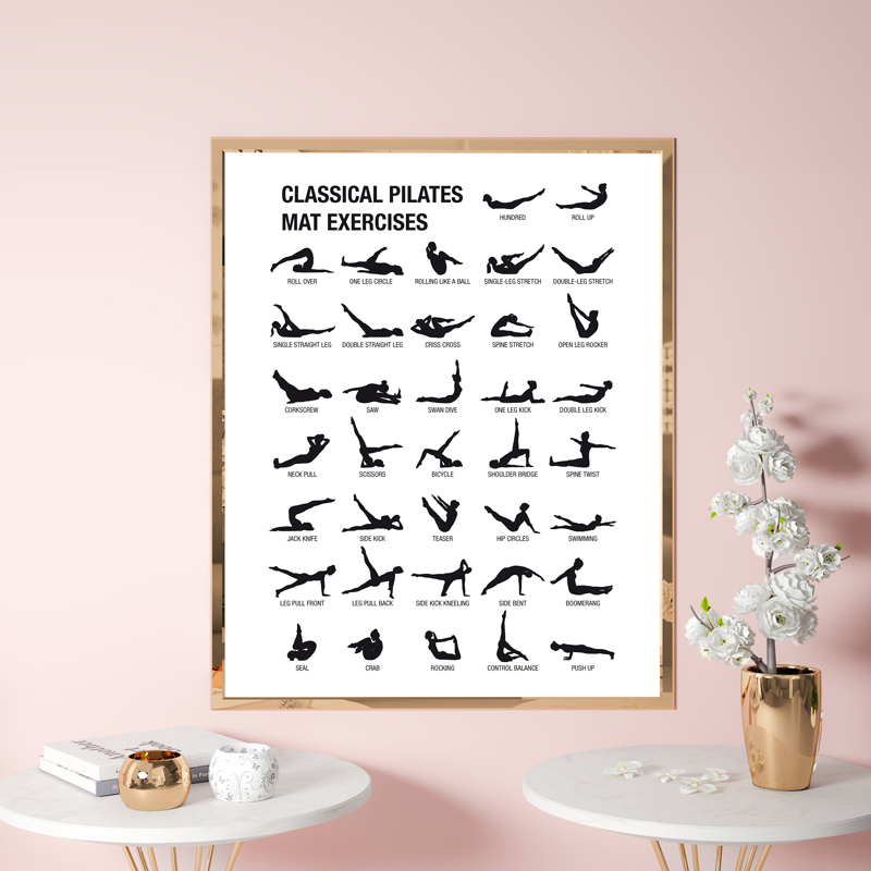 프레임리스 필라테스 운동 차트 포스터 캔버스 프린트,  - Home Decor Yoga 리뷰 및 가격