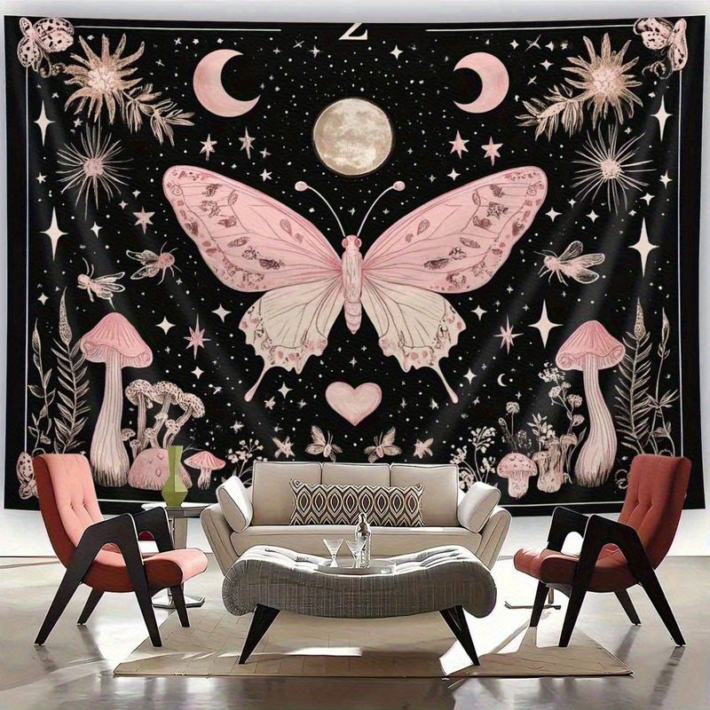 VIKAMA 나방 나비 달의 위상 태피스트리 폴리에스테 - Home Decor Yoga 리뷰 및 가격