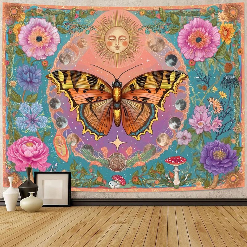 VIKAMA 나방 나비 달의 위상 태피스트리 폴리에스테 - Home Decor Yoga 리뷰 및 가격