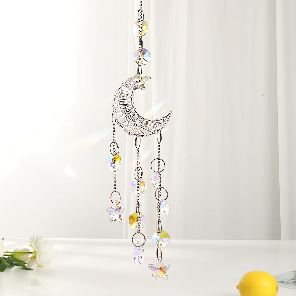 달 모양 크리스탈 선캐쳐 프리즘 윈드차임 초승달 별 유 - Crystal Sun Catcher 리뷰 및 가격