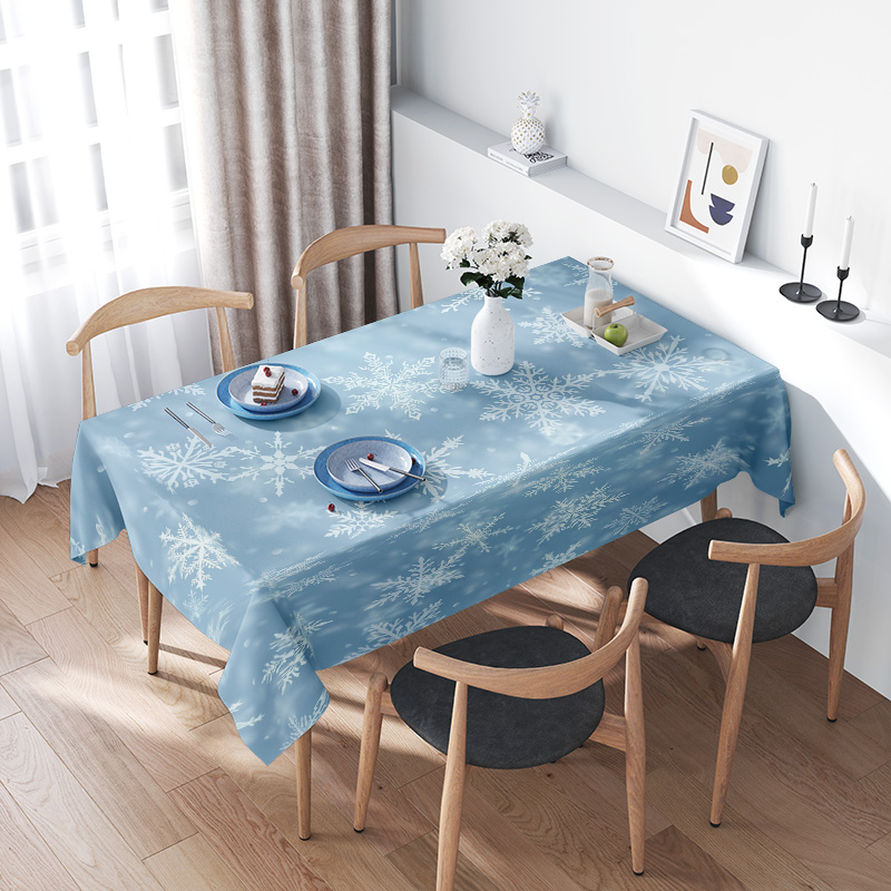 눈송이 식탁보 겨울 홈 인테리어 파란색 흰색 꽃 침구  - Home Decor Online Shopping 리뷰 및 가격